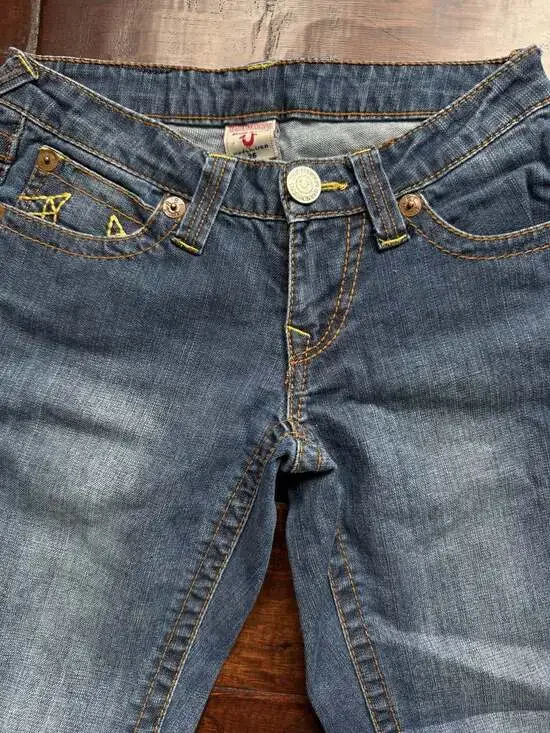 Y2K True Religion Julie Big T Skinny Jeans Size 26 Made in USA - Picture 2 of 5